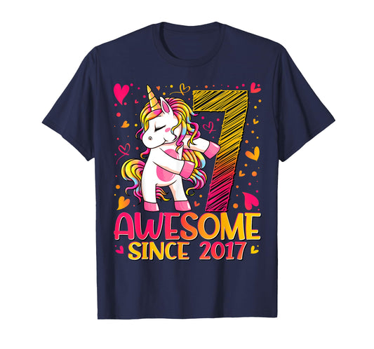 7 Years Old Flossing Unicorn Gifts 7th Birthday Girl Party T-Shirt