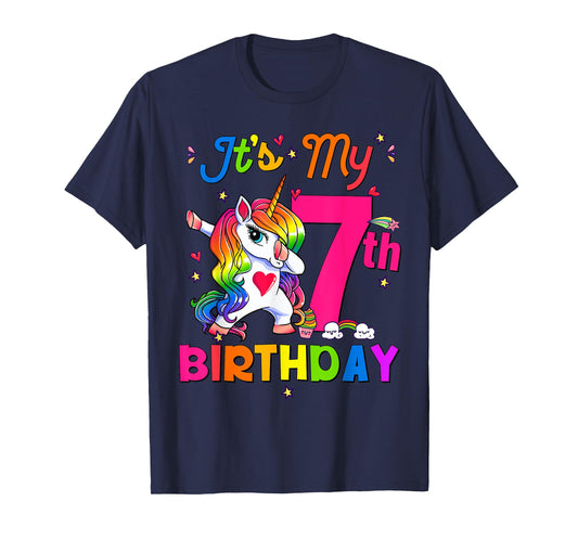 7 Years Old Unicorn It's My 7th Birthday Girl Party T-Shirt