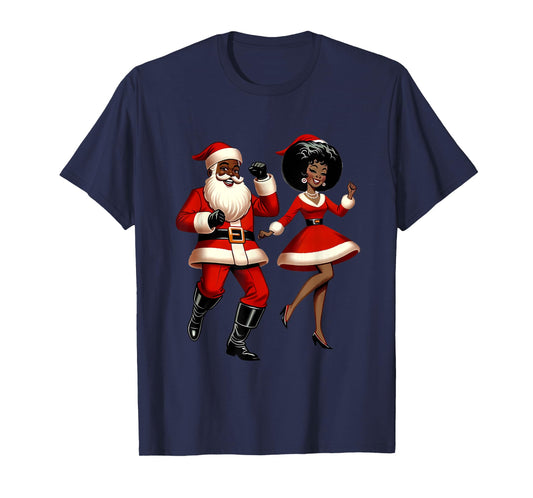 African Santa Mrs Claus Dancing African American Christmas T-Shirt