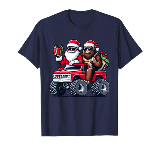 Santa Bigfoot Riding Monster Truck Christmas Toddler Kids T-Shirt