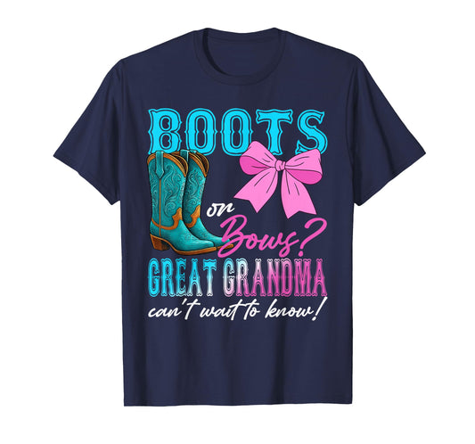 Boots or Bows Great Grandma Loves You Gender Reveal Party T-Shirt