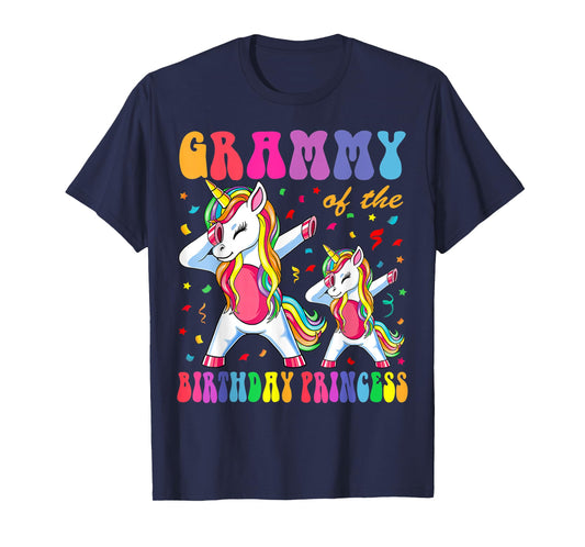 Grammy of the Birthday Princess Girl Dabbing Unicorn Family T-Shirt