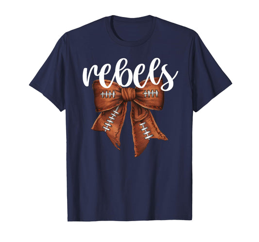 Rebels Football Bow School Spirit Team Mascot Game Night T-Shirt