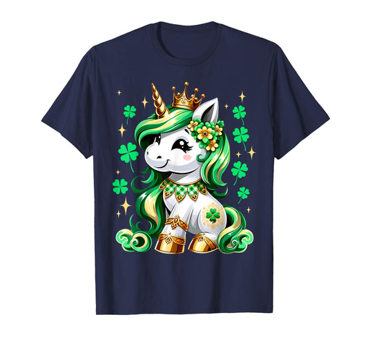 Cute Unicorn Shamrock St Patricks Day Girls Kids Lepricorn T-Shirt