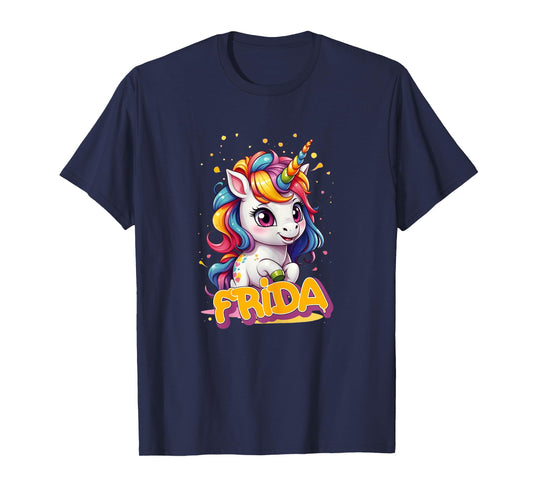 FRIDA - Adorable girl name with beautiful Unicorn T-Shirt
