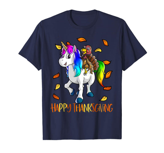 Unicorn Thanksgiving Shirt Girls Kids Unicorn Turkey T-Shirt
