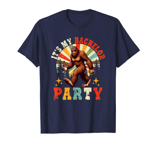 Vintage Retro It's My Bachelor Funny Party Beer Bigfoot T-Shirt