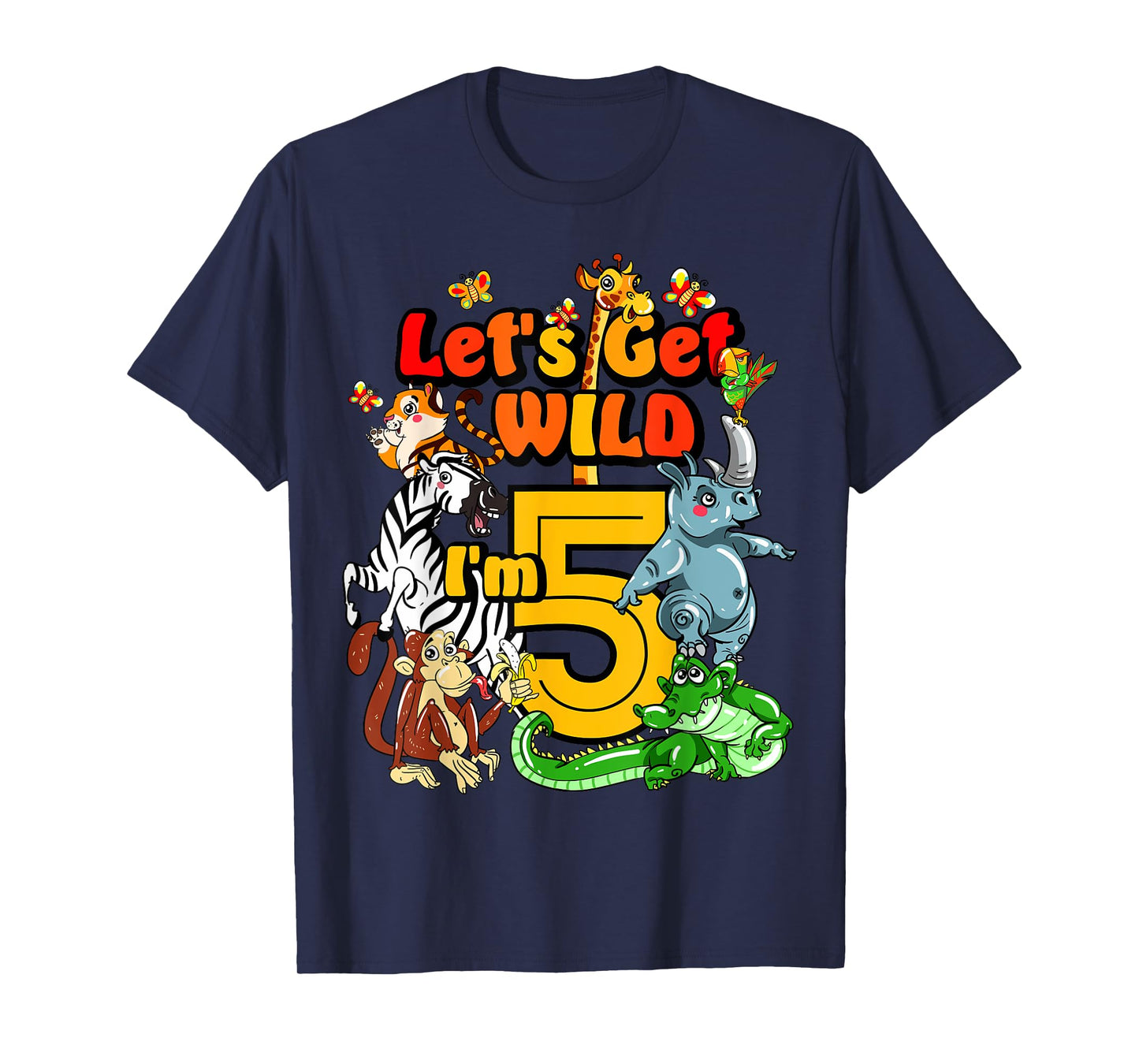 Kids 5 Year Old Zoo Birthday Shirt Safari Jungle Animal 5th T-Shirt