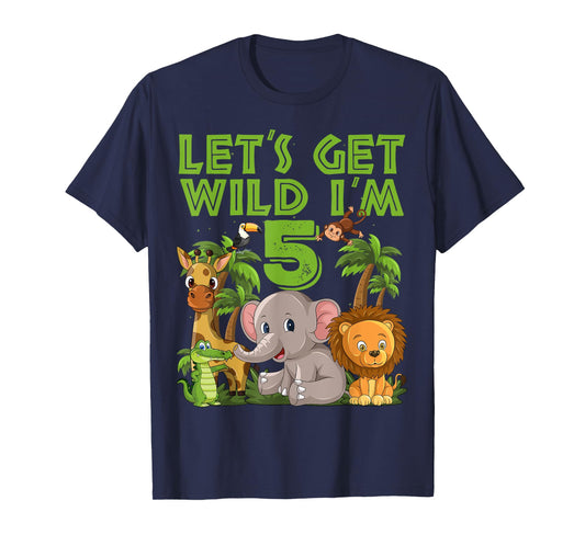 5 Year Old Zoo Birthday Safari Jungle Animal 5th B-day T-Shirt