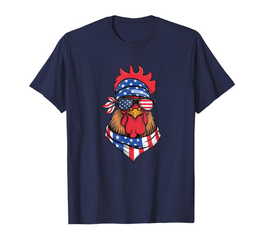 Red White Blue Chicken Farm Animal Patriotic 4th Of July T-Shirt