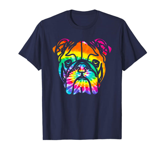 Bulldog T Shirt - Rainbow Trippy Hippie Tie Dye Shirt Men Women Girls Kids T-Shirt