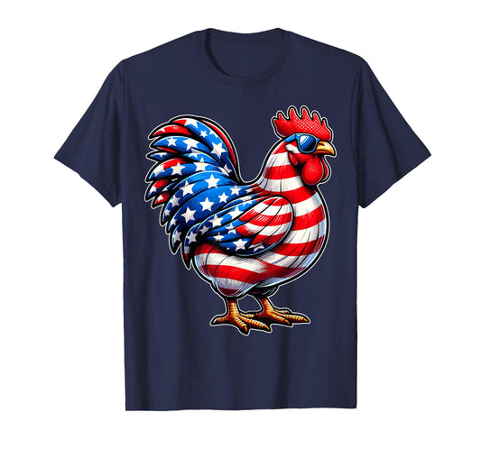 Chicken USA Flag Patriotic Chicken Lover 4th of July T-Shirt for Women Kids Men
