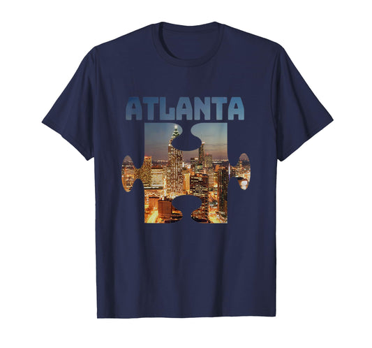 Atlanta Georgia City Skyline Souvenir Puzzle Piece Gift T-Shirt