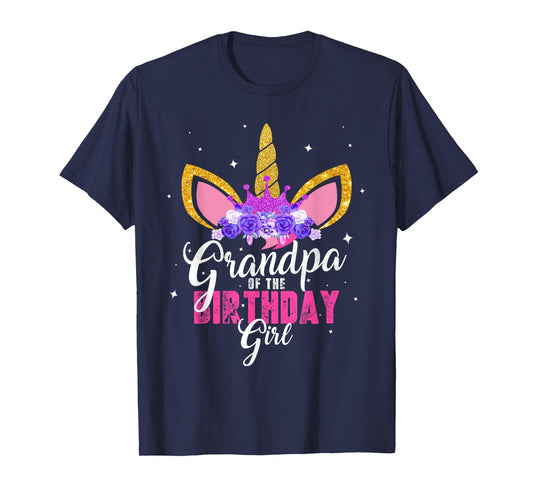 Grandpa Of The Birthday Girl Unicorn Princess Grandfather T-Shirt