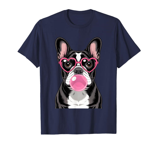 French Bulldog Bubblegum Tee Cute Pink Heart Dog Graphic T-Shirt
