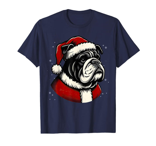 Bulldog Santa Christmas Tree Lights Ugly Pajama Dog Lover T-Shirt