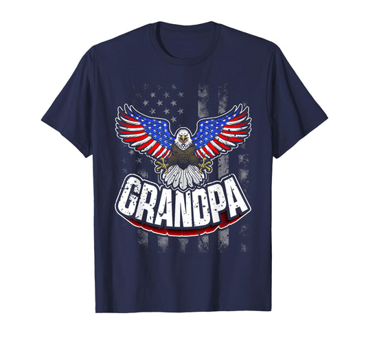 Grandpa Vintage USA Flag Bald Eagle Patriotic 4th of July T-Shirt