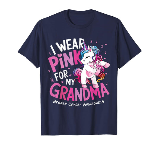 Breast Cancer Awareness Wear Pink Grandma Kids Baby Toddler T-Shirt