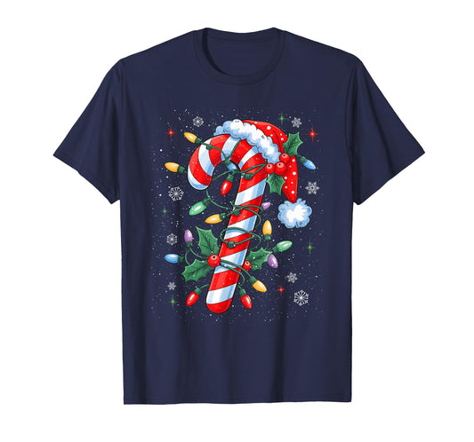 Candy Cane Christmas Santa Hat Kids Toddler Youth Women Men T-Shirt