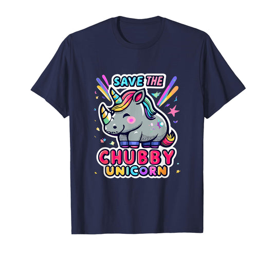 Save Chubby Unicorn Rhino Rainbow Animal Rights Conservation T-Shirt