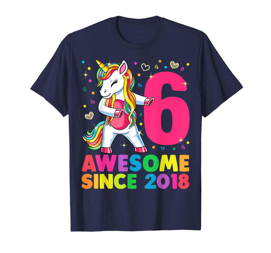 6 Years Old Unicorn Flossing 6th Birthday Girl Unicorn Party T-Shirt