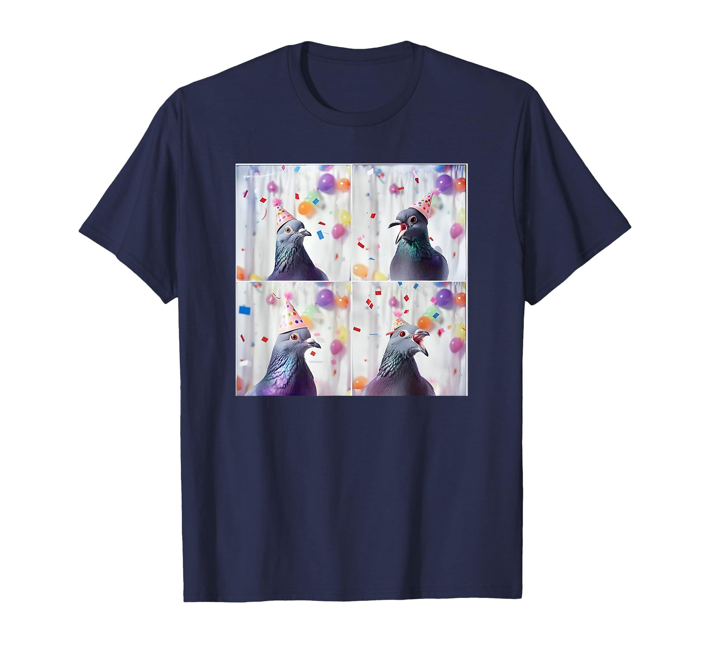 Bird Animal Photobooth Love Pigeons Men Women Kids Pigeon In Hat Party Pigeon Fancier Funny Birthday T-Shirt