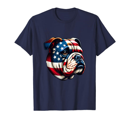 Patriotic English Bulldog Lover Owner Men American USA Flag T-Shirt