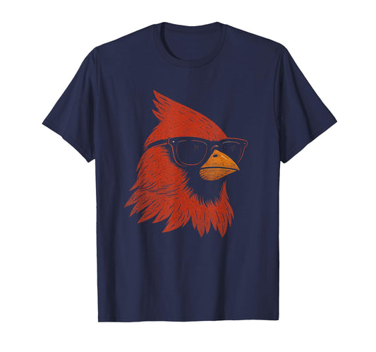 Cool Cardinal Sunglasses Retro Vintage Birdwatching Redbird T-Shirt