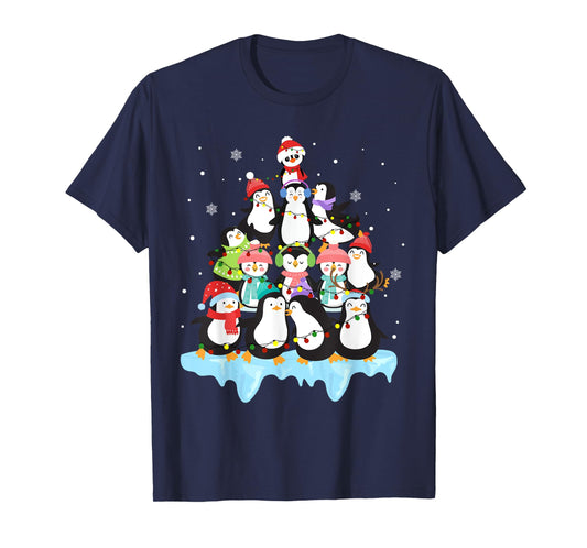 Cute Penguin Christmas Tree Penguin Lover Xmas T-Shirt