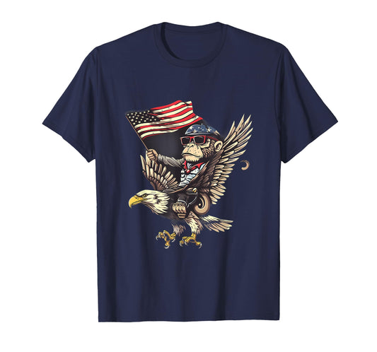 4th Of July Monkey Bald Eagle USA Fourth Of July America T-Shirt
