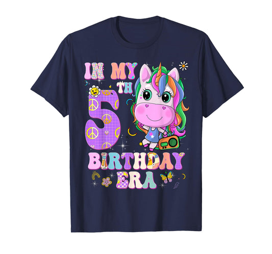 Kids In My 5th Birthday Era Girl Unicorn Gifts 5 Year Old T-Shirt