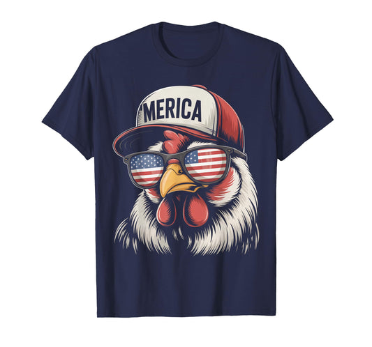 'Merica Chicken American Flag USA Farmer Funny 4th Of July T-Shirt