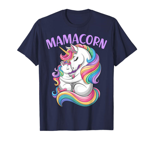 Women Mamacorn Mom Baby Girl Daughter Unicorn Mother's Day T-Shirt