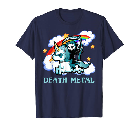 Funny Rainbow Skeleton Unicorn Death Metal Music Festival T-Shirt