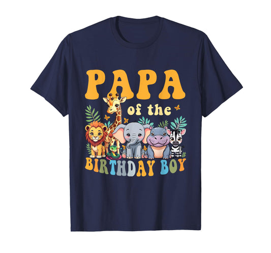 Papa of the Birthday Boy Kids Safari Jungle Animal Matching T-Shirt