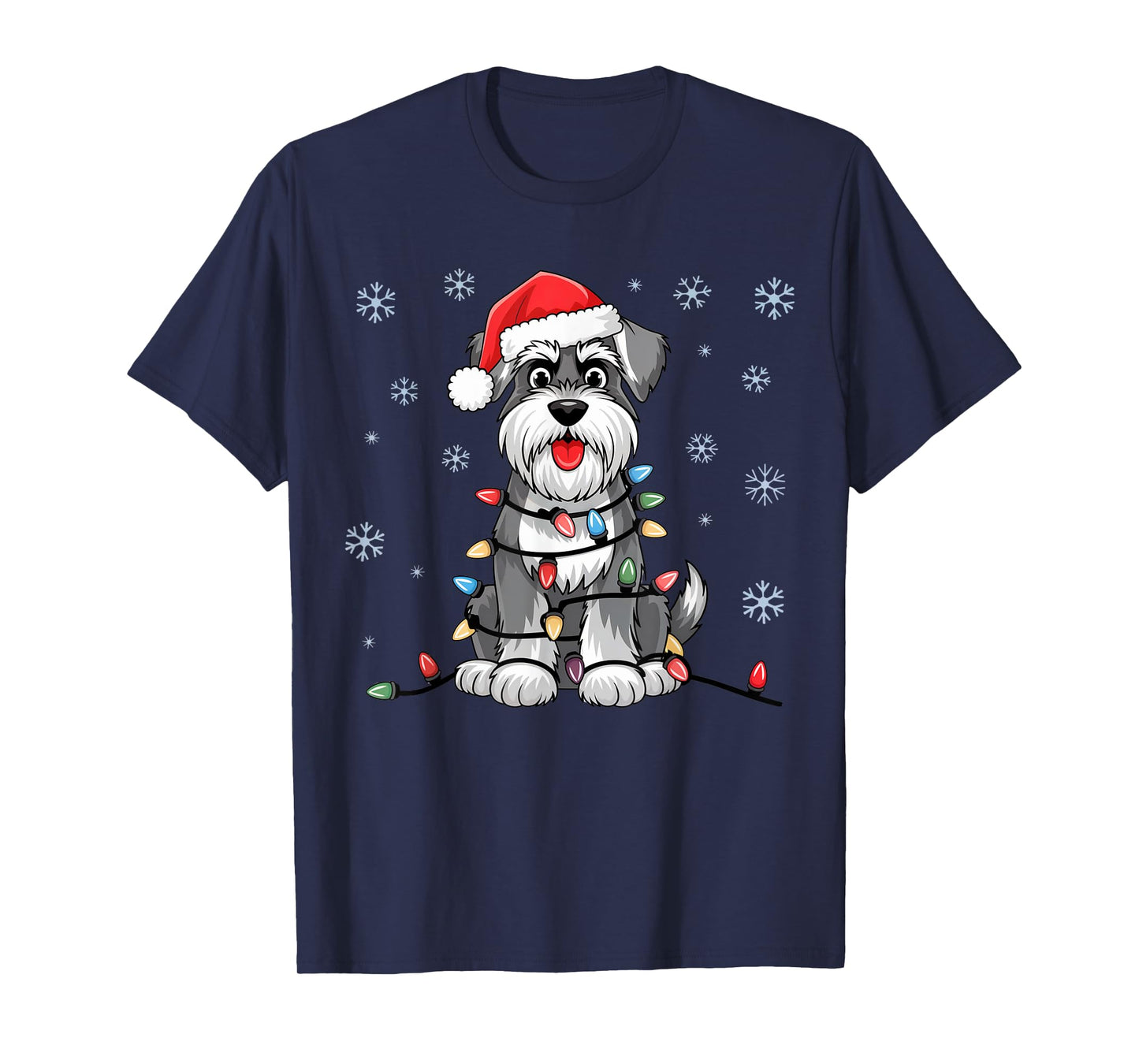 Standard Schnauzer Christmas Lights Xmas Dogs Gifts for Men T-Shirt