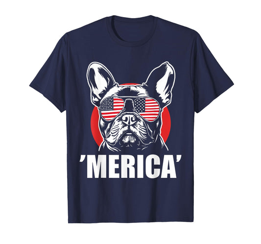 American Flag Merica French Bulldog 4th Of July kids women T-Shirt