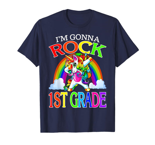 I'm Gonna Rock 1st Grade Unicorn Rainbow Back To School T-Shirt