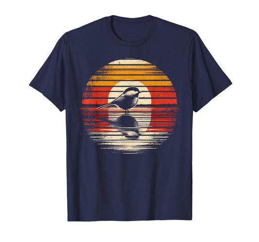 Chickadee Bird Sunset Retro Style Safari Vintage 70s T-Shirt
