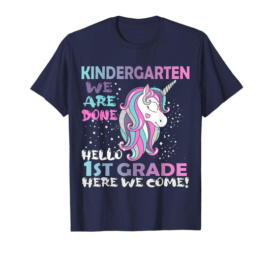 Goodbye Kindergarten Hello 1st grade Unicorn Girls 2023 Grad T-Shirt