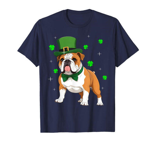 Shamrock Leprechaun Hat English Bulldog St Patrick's Day Men Women Kids T-Shirt