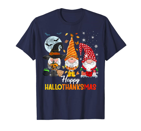 Gnomes Lover Halloween Merry Christmas Happy Hallothanksmas T-Shirt
