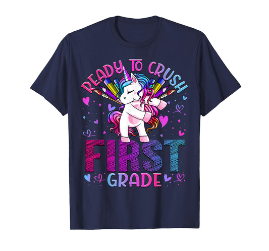 Ready to Crush First 1st Grade Back To School Unicorn Kids T-Shirt