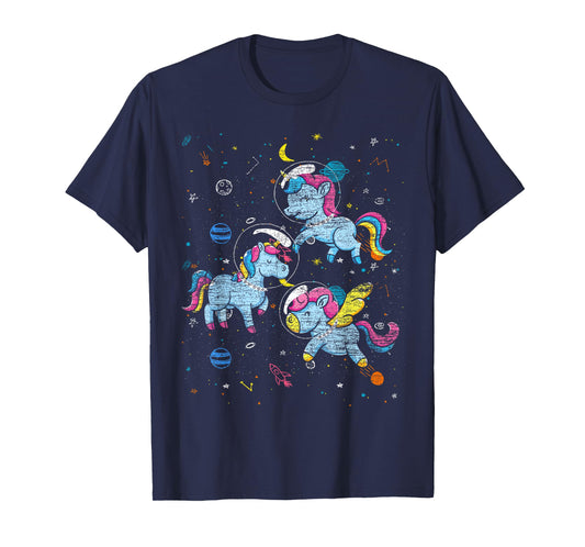 Astronaut Outer Space Planets Magical Girls Gift Unicorn T-Shirt