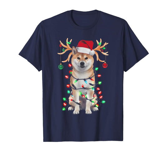 Shiba Inu Christmas Tree Shirt Shiba Inu Santa Hat Lover T-Shirt