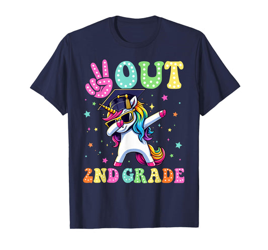 Unicorn Peace Out 2nd Grade Graduate Last Day Of School Kids T-Shirt