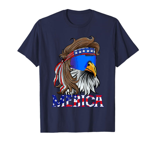 Eagle Mullet Sunglasses Merica 4th Of July USA American Flag Women Kids Men T-Shirt
