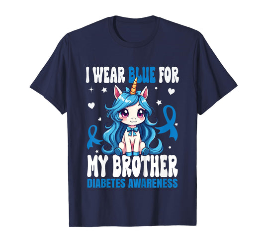 Kids I Wear Blue For My Brother Diabetes Awareness T1D Diabetes T-Shirt