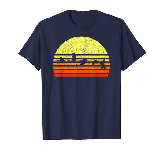 Great Blue Heron Bird Retro Sunset Vintage Distressed Sun T-Shirt