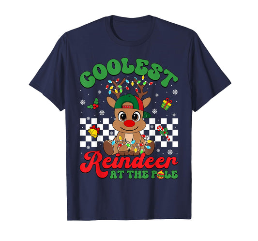 Coolest Reindeer At The Pole North Pole Christmas Boys Kids T-Shirt